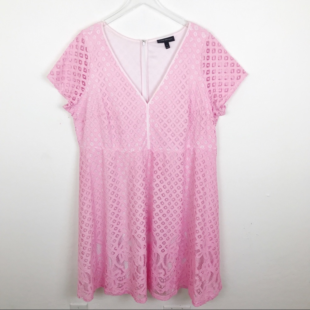 Lane Bryant Pink V-Neck Fit & Flare Dress 22